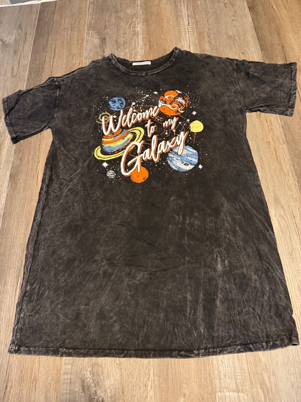 Caution To The Wind Black Washed Tee Dress